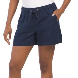 Nautica Women's Linen Blend Pull-On Navy Drawstring Casual Shorts size XL